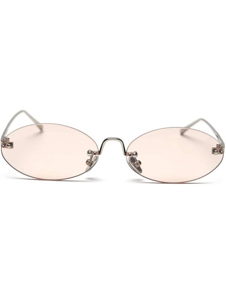 Rimless Retro Oval Sunglasses Ladies Gift Items Round Rimless Sun Glasses for Men Metal - Light Brown - CV18UWMSE52 $9.90