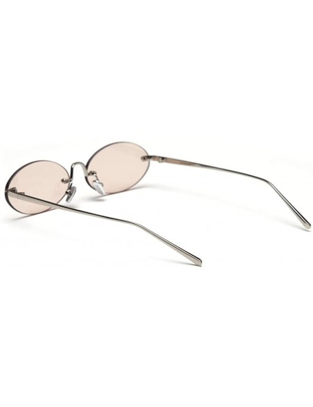 Rimless Retro Oval Sunglasses Ladies Gift Items Round Rimless Sun Glasses for Men Metal - Light Brown - CV18UWMSE52 $9.90