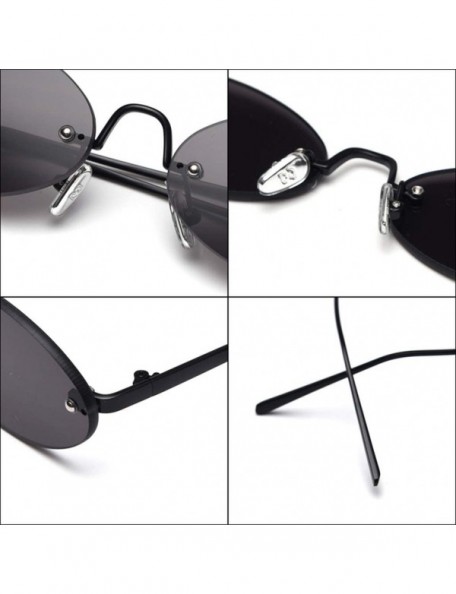 Rimless Retro Oval Sunglasses Ladies Gift Items Round Rimless Sun Glasses for Men Metal - Light Brown - CV18UWMSE52 $9.90