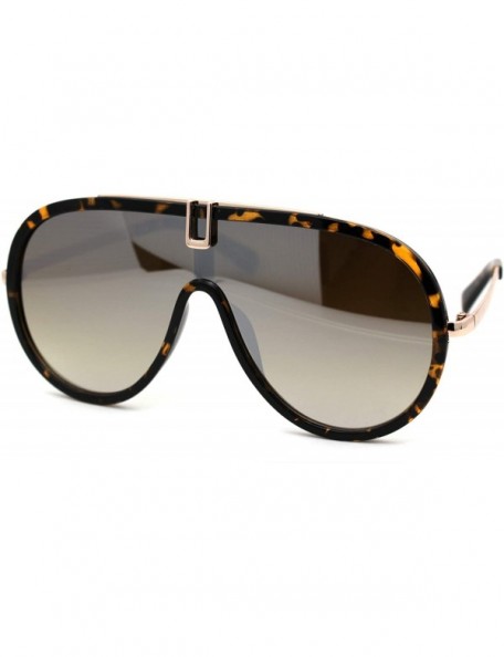 Shield Retro Shield Plastic Racer Fashion Sunglasses - Tortoise Silver Mirror - CD18XUSUCYO $13.79