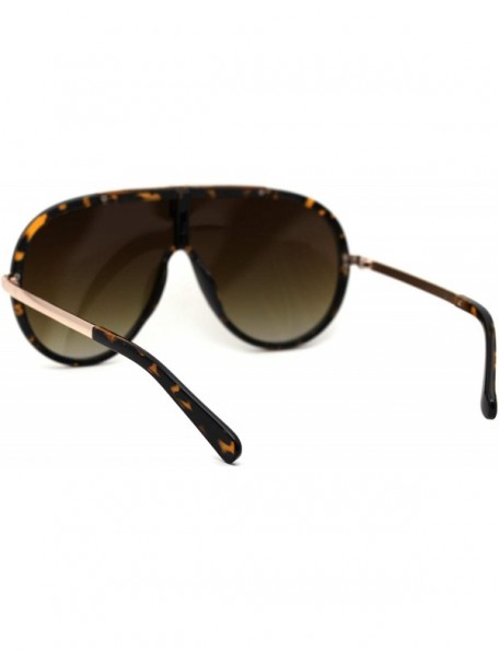 Shield Retro Shield Plastic Racer Fashion Sunglasses - Tortoise Silver Mirror - CD18XUSUCYO $13.79