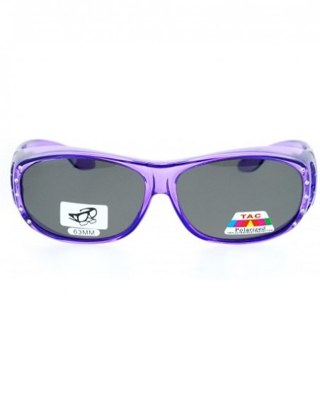 Goggle Womens Rhinestone Polarized Oval Fit Over Sunglasses - Purple - CL11YHJ967P $11.89