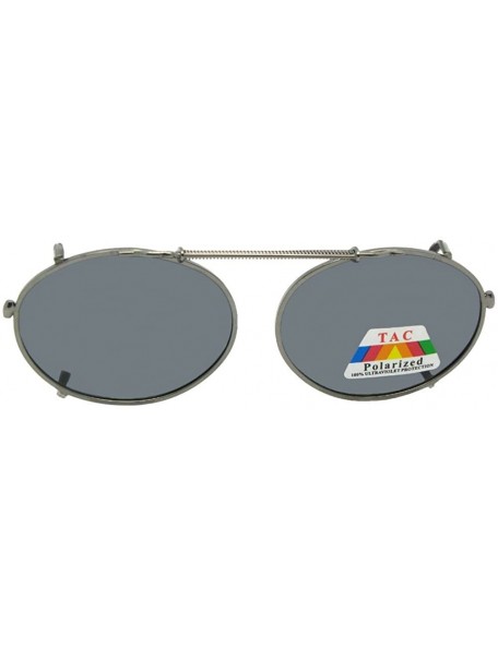 Oval Oval Polarized Clip-on Sunglasses - Pewter Frame-gray Lenses - CI18YMAKYWE $15.06