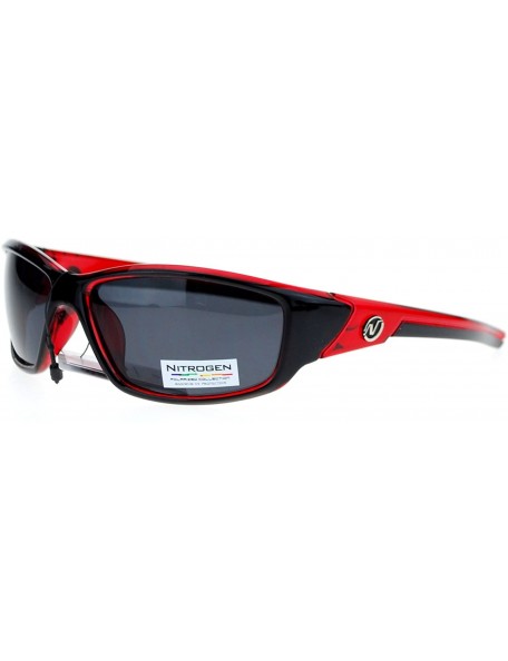 Sport Polarized Mens Classic Oval Plastic Warp Sport Sunglasses - Red - CW11ZFVO417 $21.06