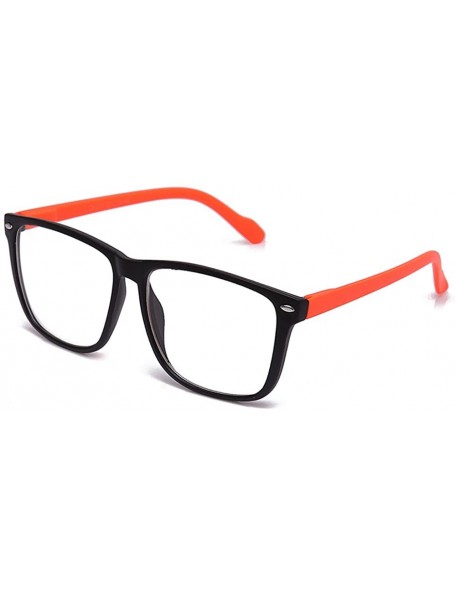 Oversized Unisex Retro Squared Celebrity Star Simple Clear Lens Fashion Glasses - 1875 Black/Orange - CX11T16KY9N $8.39