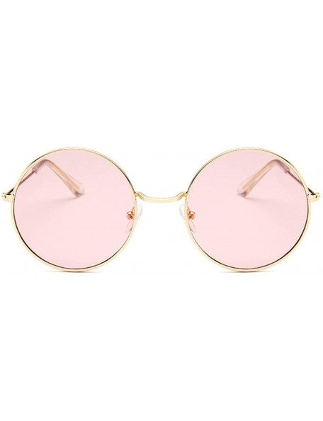 Goggle Retro Round Sunglasses Women Brand Designer Sun Glasses Alloy Mirror Female - Goldpurple - CZ198ZQKQ3S $31.60