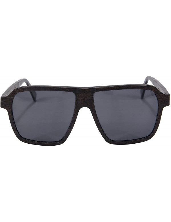Aviator Oversied Polarized Wood Sunglasses Outside Activities Men's Summer Eyewear-SG73005 - Ebony- Grey - CO18DUK0KT9 $29.77