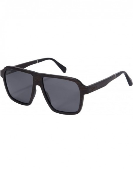 Aviator Oversied Polarized Wood Sunglasses Outside Activities Men's Summer Eyewear-SG73005 - Ebony- Grey - CO18DUK0KT9 $29.77