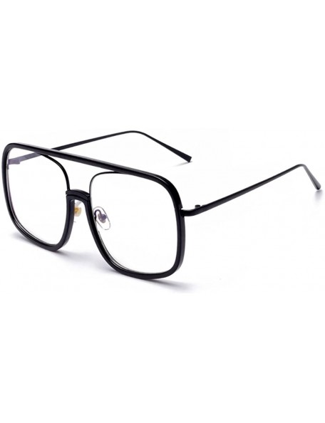 Square Oversized Pilot Glasses Square Vintage Fashion Designer glasses for Men Women Black Frame Transparrent - Brown - CD188...