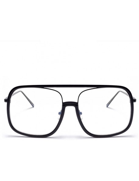 Square Oversized Pilot Glasses Square Vintage Fashion Designer glasses for Men Women Black Frame Transparrent - Brown - CD188...