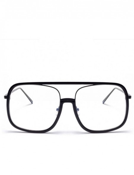 Square Oversized Pilot Glasses Square Vintage Fashion Designer glasses for Men Women Black Frame Transparrent - Brown - CD188...