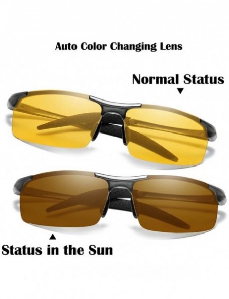 Aviator Men's Polarized Photochromic Semi-Rimless Sunglasses Driving Eyewear - Black Legs - CD18HEHD02X $15.76