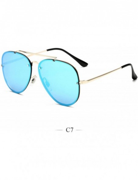 Semi-rimless Men Women Lens Oversized Sun Glasses Fashion Retro Round Sunglasses Vintage Luxury Mirror - 3 - CB198A5T6K7 $40.92