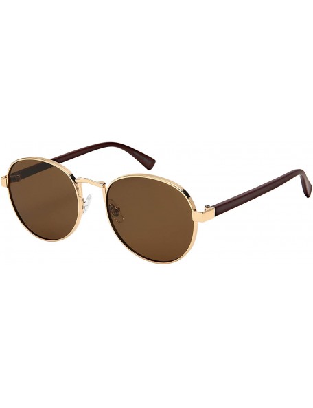 Round Trendy Fashion Round Oval Metal Sunglasses Flat Lens for Men Women UV400 Protection - C218ULHDKRL $11.12