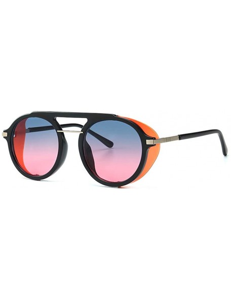 Round Fashion Gothic Sunglasses Designer Glasses - Blue&pink - CJ18S9K7QAE $10.31