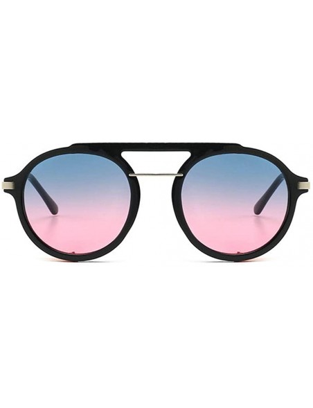 Round Fashion Gothic Sunglasses Designer Glasses - Blue&pink - CJ18S9K7QAE $10.31