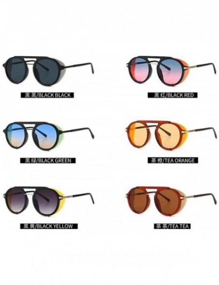 Round Fashion Gothic Sunglasses Designer Glasses - Blue&pink - CJ18S9K7QAE $10.31