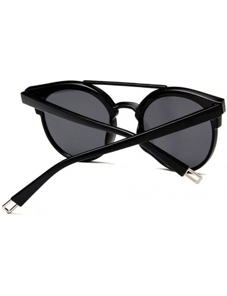 Cat Eye Women Fashion Round Cat Eye Sunglasses with Case UV400 Protection Beach - Black Frame/Grey Lens - CU18WT6R3GK $16.11