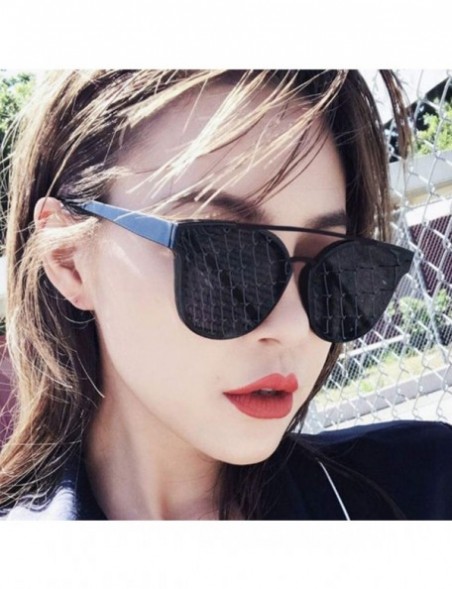 Cat Eye Women Fashion Round Cat Eye Sunglasses with Case UV400 Protection Beach - Black Frame/Grey Lens - CU18WT6R3GK $16.11