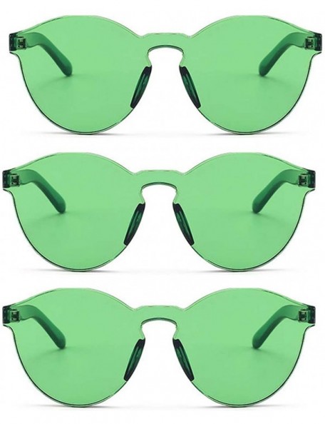 Rimless Women One Piece Rimless Transparent Tinted Sunglasses Colored Lens - 3 Pack Green - CF18TGET8S0 $25.37