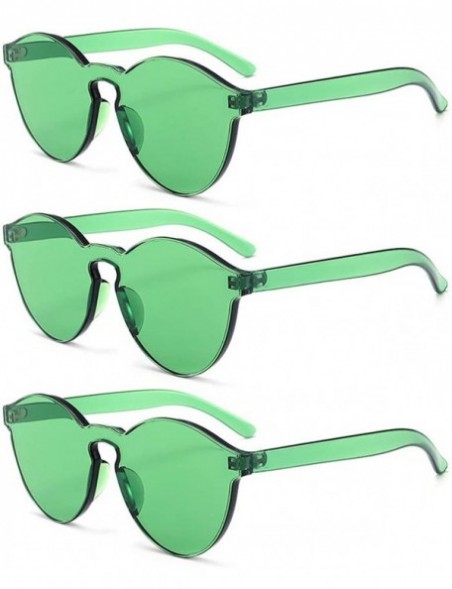 Rimless Women One Piece Rimless Transparent Tinted Sunglasses Colored Lens - 3 Pack Green - CF18TGET8S0 $25.37