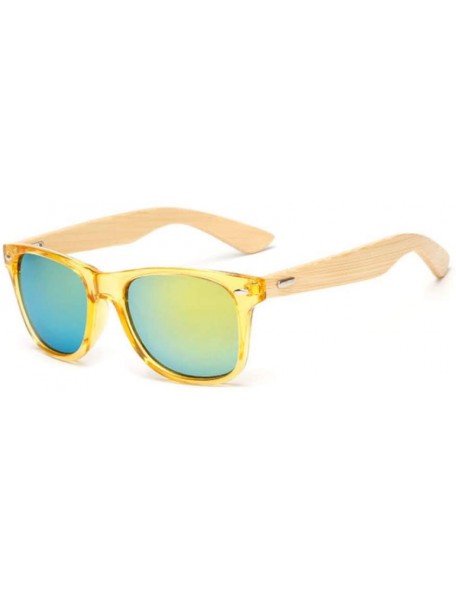 Square Wood Sunglasses Men Women Square Bamboo Women for Women Men Mirror Sunglasses Retro Fashion Sunglass - KP1501 C16 - CS...
