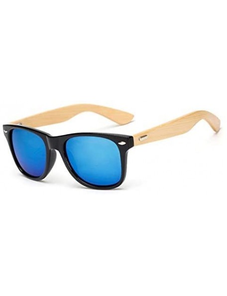 Square Wood Sunglasses Men Women Square Bamboo Women for Women Men Mirror Sunglasses Retro Fashion Sunglass - KP1501 C16 - CS...