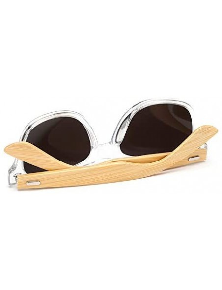 Square Wood Sunglasses Men Women Square Bamboo Women for Women Men Mirror Sunglasses Retro Fashion Sunglass - KP1501 C16 - CS...