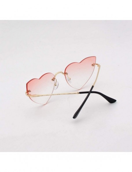 Round Sunglasses For Women Men Heart Decorative Sunglasses metal edge Round Mirrored Lens Retro - Pink - CI18UGGTCLA $8.73