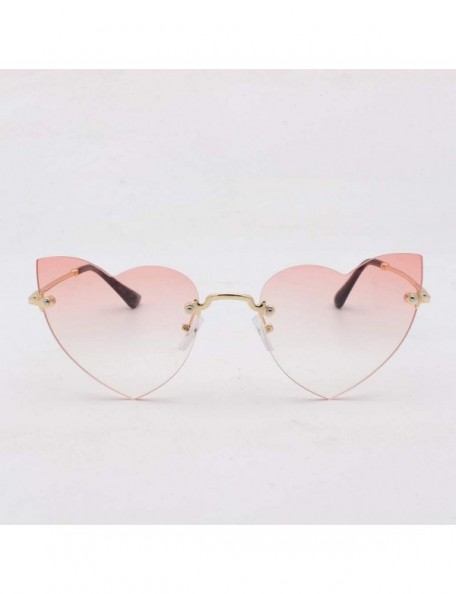 Round Sunglasses For Women Men Heart Decorative Sunglasses metal edge Round Mirrored Lens Retro - Pink - CI18UGGTCLA $8.73