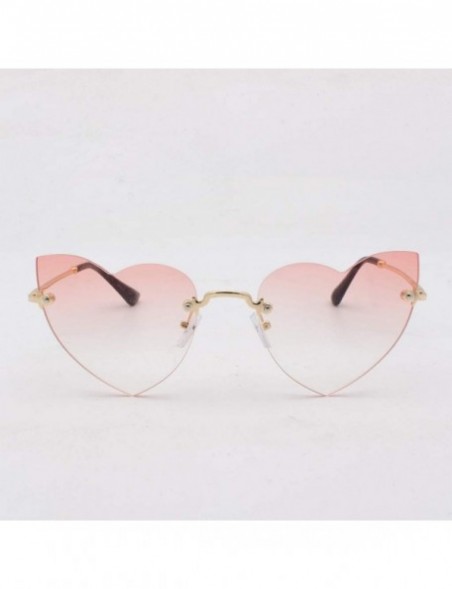 Round Sunglasses For Women Men Heart Decorative Sunglasses metal edge Round Mirrored Lens Retro - Pink - CI18UGGTCLA $8.73