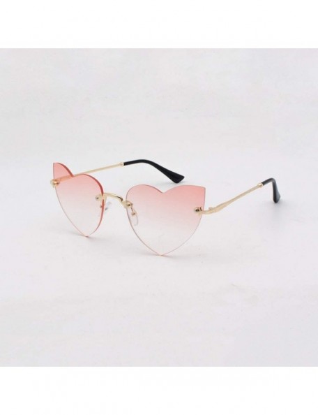 Round Sunglasses For Women Men Heart Decorative Sunglasses metal edge Round Mirrored Lens Retro - Pink - CI18UGGTCLA $8.73