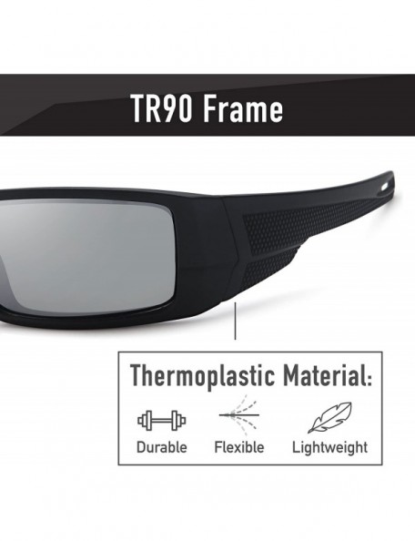 Wrap Polarized Sunglasses Sport Wrap Mirror Lens - Black Frame Orange Mirror Lens - CJ1834C3TEC $10.46