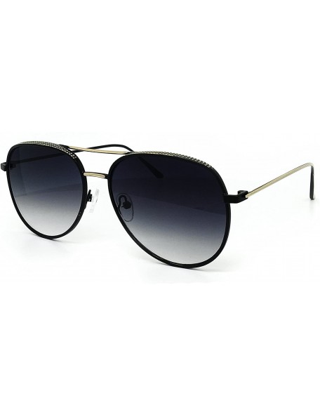 Aviator FV7108-1 Premium Oversized Flat Aviator Tinted Retro Sunglass - Gold Black - C118R0YWR5E $13.52