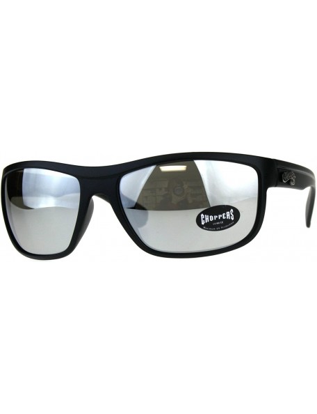Rectangular Mens Sunglasses Rectangular Wrap Matte Frame Silver Mirror Lens - Black/Black - C718CW3XYE9 $12.96