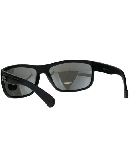 Rectangular Mens Sunglasses Rectangular Wrap Matte Frame Silver Mirror Lens - Black/Black - C718CW3XYE9 $12.96