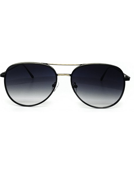 Aviator FV7108-1 Premium Oversized Flat Aviator Tinted Retro Sunglass - Gold Black - C118R0YWR5E $13.52