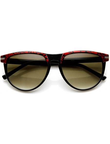 Wayfarer Two-Tone Pattern Color Keyhole Mod Horn Rimmed Sunglasses (Black-Red) - CR11J2QNS5J $8.40