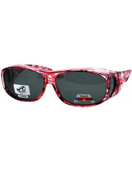 Oval Polarized Sunglasses Fit Over Glasses Oval Rectangular OTG Anti-Glare - Light Red - CS18840832E $10.16