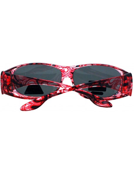Oval Polarized Sunglasses Fit Over Glasses Oval Rectangular OTG Anti-Glare - Light Red - CS18840832E $10.16