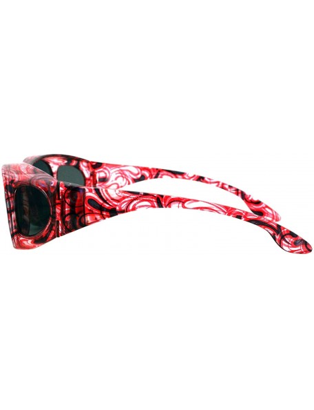 Oval Polarized Sunglasses Fit Over Glasses Oval Rectangular OTG Anti-Glare - Light Red - CS18840832E $10.16