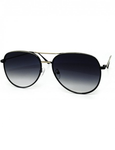 Aviator FV7108-1 Premium Oversized Flat Aviator Tinted Retro Sunglass - Gold Black - C118R0YWR5E $13.52