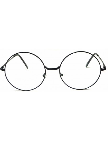 Round OVERSIZED Super Large XL Round Metal Frame Circle Clear Lens Eye Glasses - Black - C812NSLFE10 $13.35