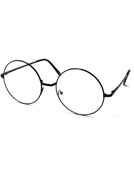 Round OVERSIZED Super Large XL Round Metal Frame Circle Clear Lens Eye Glasses - Black - C812NSLFE10 $13.35