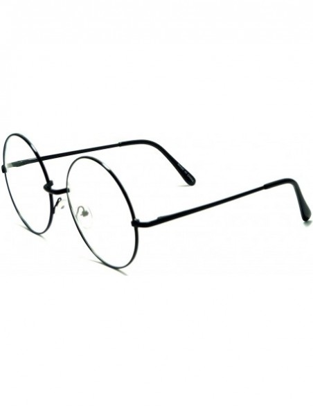 Round OVERSIZED Super Large XL Round Metal Frame Circle Clear Lens Eye Glasses - Black - C812NSLFE10 $13.35