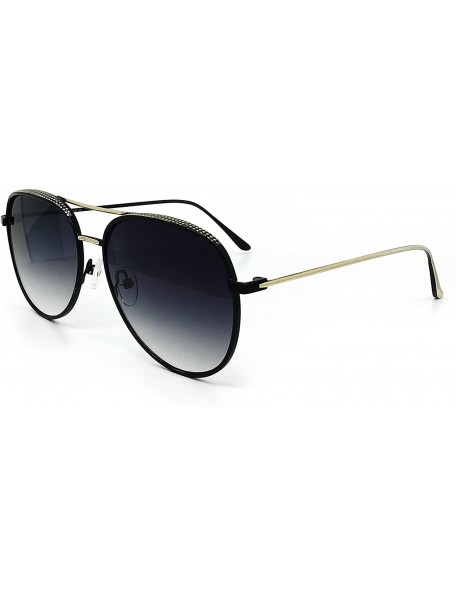 Aviator FV7108-1 Premium Oversized Flat Aviator Tinted Retro Sunglass - Gold Black - C118R0YWR5E $13.52