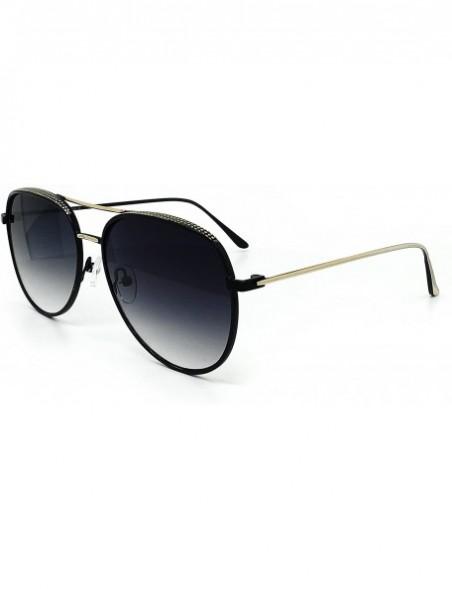 Aviator FV7108-1 Premium Oversized Flat Aviator Tinted Retro Sunglass - Gold Black - C118R0YWR5E $13.52