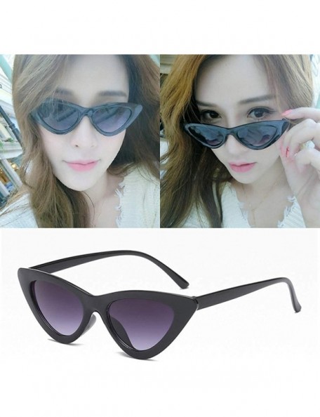 Cat Eye Womens Retro Cat Eye Mirrored Reflective Lenses Cateyes Sunglasses Vintage Shades - F - C818UD98HCZ $10.67