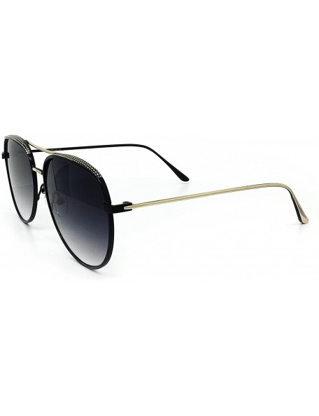 Aviator FV7108-1 Premium Oversized Flat Aviator Tinted Retro Sunglass - Gold Black - C118R0YWR5E $13.52