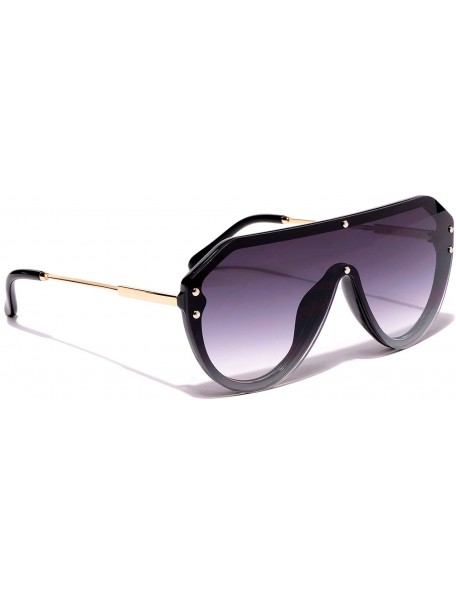 Semi-rimless Women's Round Oversized Sunglasses Plastic Black Frame - Black - CL18WKKXEW7 $9.28